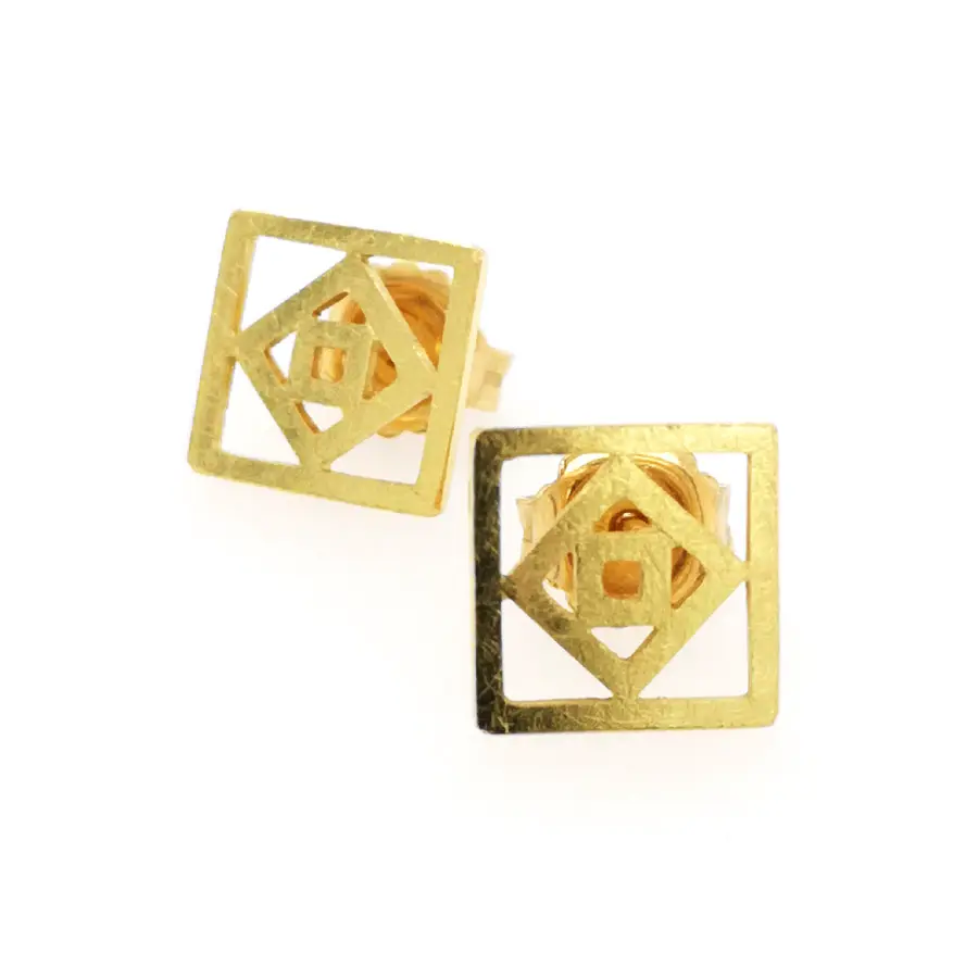 Ohrschmuck Quadrate Gelbgold 