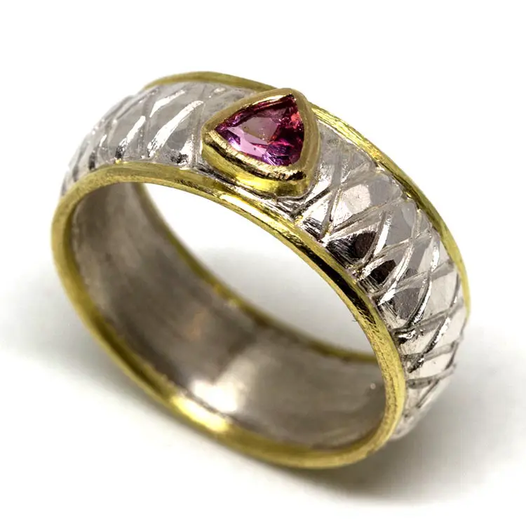 Silber- und Goldring mit Trumalin