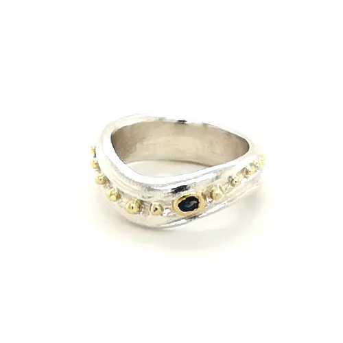 Silberring mit Gelbgold